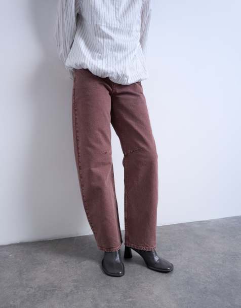 Topshop - Barrel - Jeans bombati a vita medio alta color melanzana - view 1