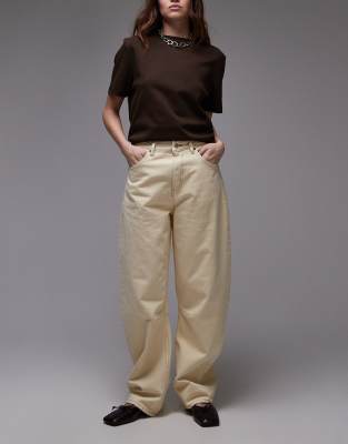Topshop Barrel Jeans In Buttermilk-yellow