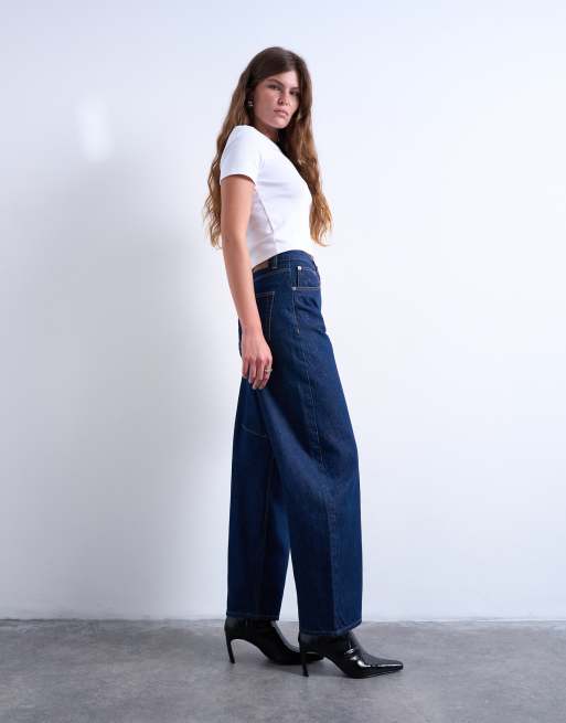Topshop – Barrel – Jeans in indigoblauer Rinse-Waschung mit mittelhohem Bund, 3 von 7