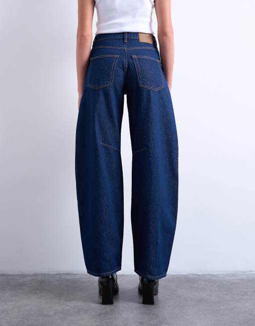 Topshop – Barrel – Jeans in indigoblauer Rinse-Waschung mit mittelhohem Bund, 4 von 7