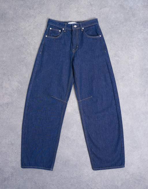 Topshop – Barrel – Jeans in indigoblauer Rinse-Waschung mit mittelhohem Bund, 6 von 7