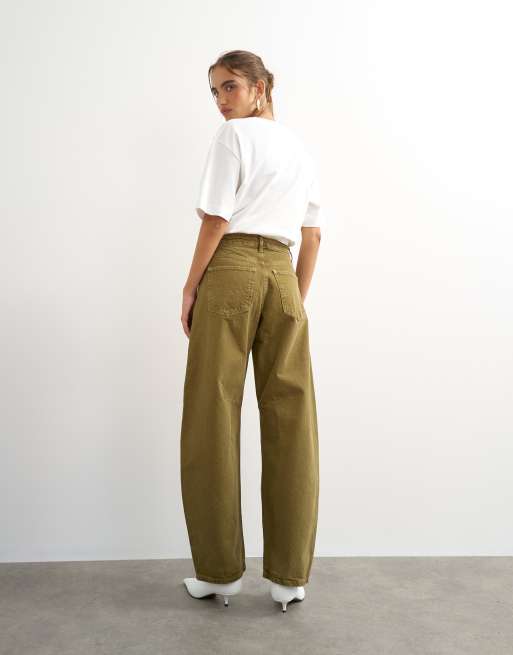Topshop barrel jeans in khaki marble, 3 of 5