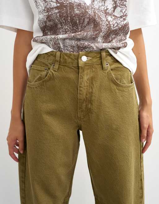 Topshop barrel jeans in khaki marble, 4 of 5