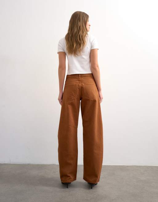 Topshop – Barrel-Jeans in Toffeebraun mit mittelhohem Bund, 5 von 7