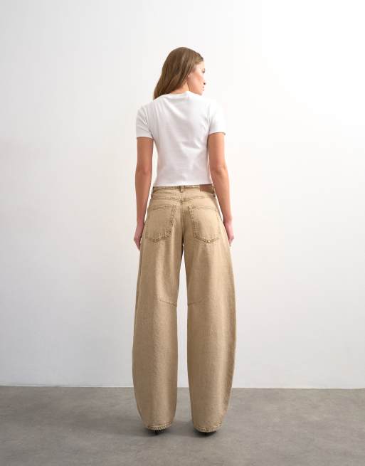 Topshop – Barrel-Jeans in verwaschenem Beige mit mittelhohem Bund, 2 von 7