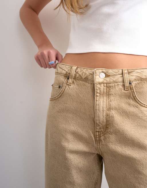 Topshop – Barrel-Jeans in verwaschenem Beige mit mittelhohem Bund, 3 von 7