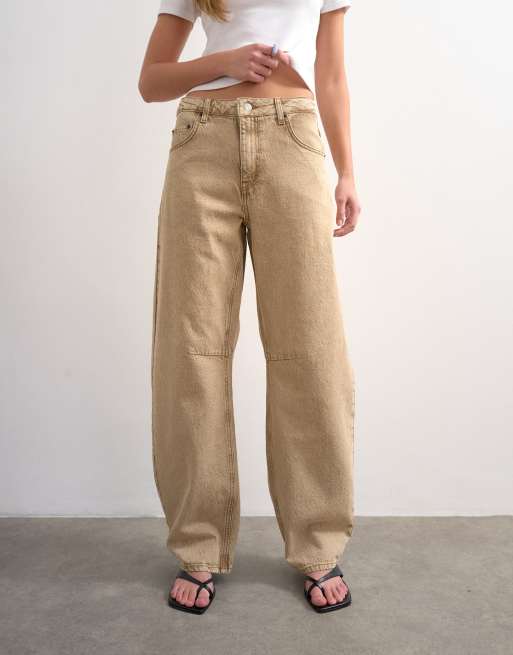 Topshop – Barrel-Jeans in verwaschenem Beige mit mittelhohem Bund, 5 von 7