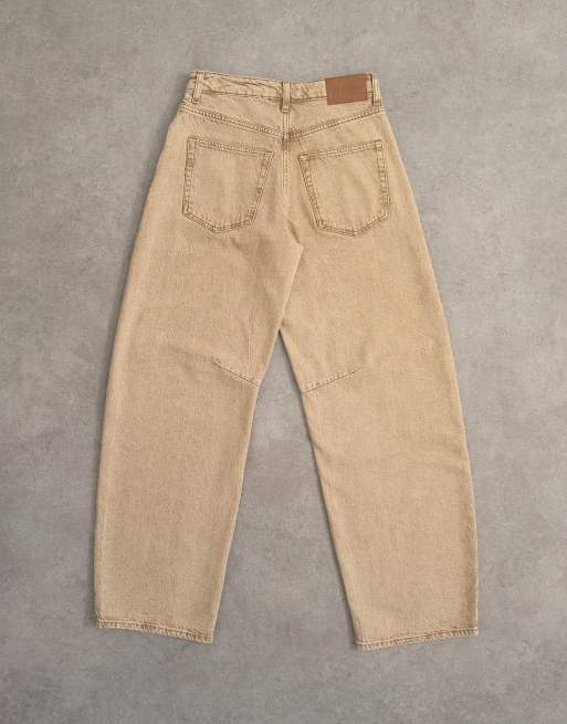 Topshop – Barrel-Jeans in verwaschenem Beige mit mittelhohem Bund, 7 von 7
