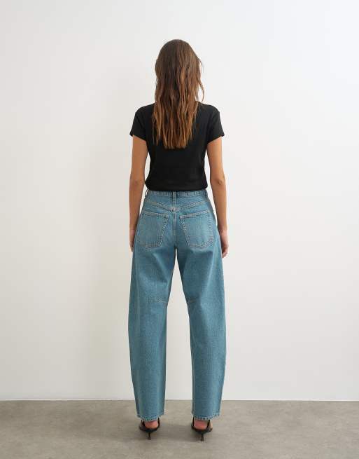 Topshop barrel-jeans med medelhög midja i grön ton, 5 av 5
