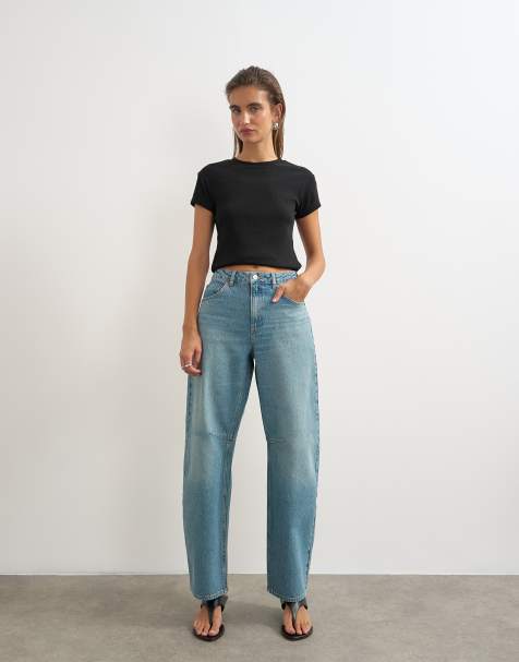 Topshop Barrel jeans med mellemhøj talje i grønlig vask - view 1