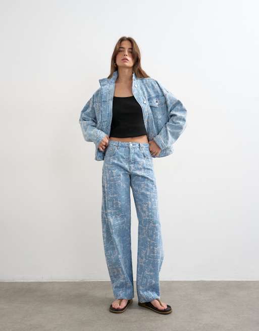 Topshop - Denim co-ord set in ultra-distressed bleekwassing, 2 van 3