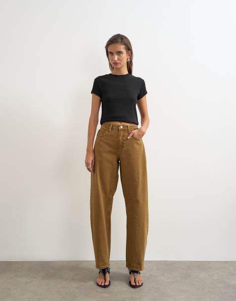 Topshop barrel jeans met halfhoge taille in cumin - view 1