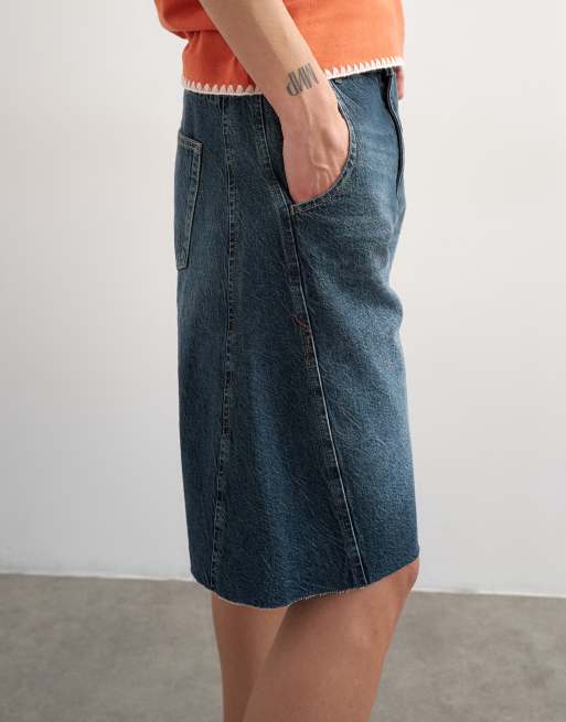Topshop barrel jort in blue black, 2 of 5