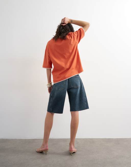 Topshop barrel jort in blue black, 5 of 5
