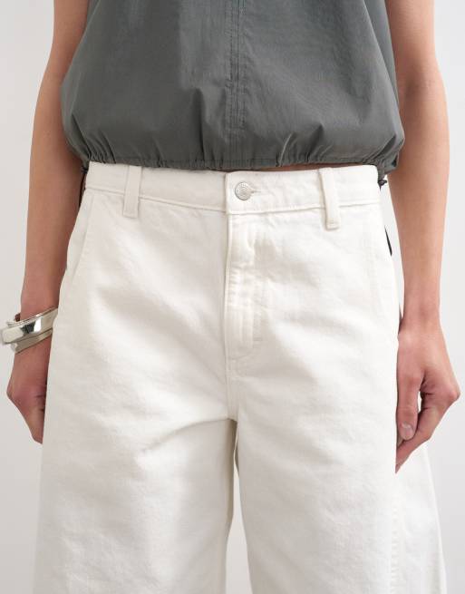Topshop – Barrel-Jorts aus Denim in Weiß, 5 von 5