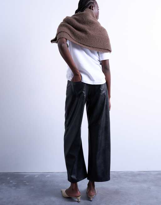 Topshop – Barrel-Leg-Hose aus Kunstleder in Schwarz, 3 von 5