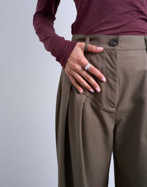 Topshop – Barrel-Leg-Hose in Camel mit tiefer Taille, 5 von 5