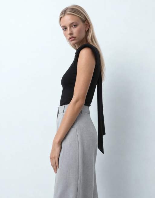 Topshop Barrel-Leg-Hose mit grauem Streifen, 7 von 9