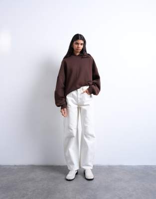 Topshop - Barrel-Leg-Jeans in Knochenweiß mit hohem Bund