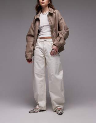 barrel leg jeans in off white
