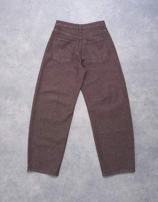 Topshop – Barrel-Leg-Jeans in Schokobraun mit mittelhohem Bund, 7 von 7