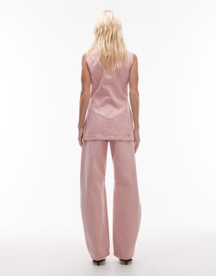 Topshop Barrel Leg Mid Rise Jeans In Pink