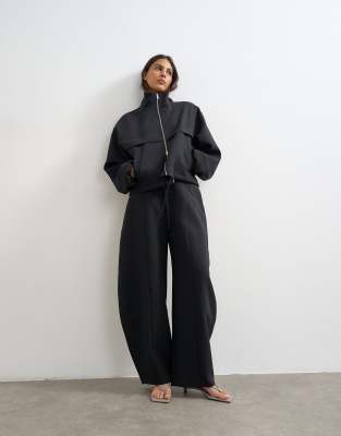 Topshop Barrel Leg Pants In Black