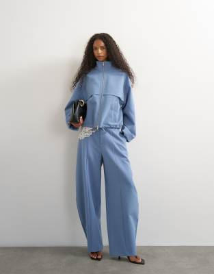 Topshop Barrel Leg Pants In Blue
