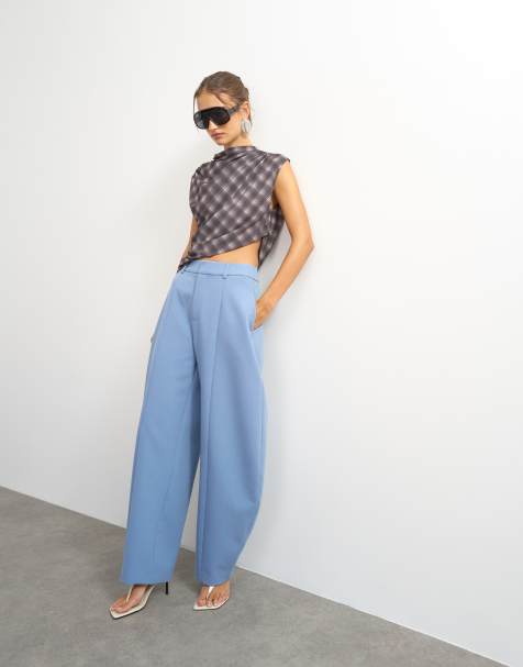 Topshop barrel leg pants in blue (part of a set) - view 1