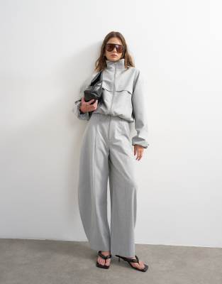 Topshop Barrel Leg Pants In Gray