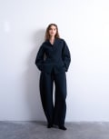 [Topshop] Topshop barrel leg tailored pants in navy 6 NAVY