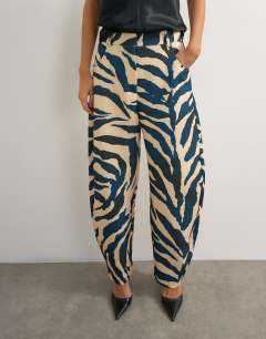 Barrel leg trouser in zebra print