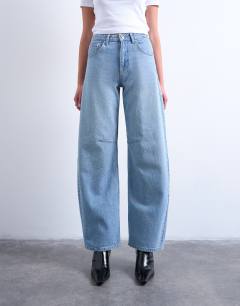Barrel mid rise jean in bleach