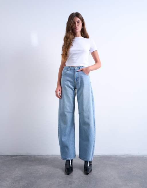 Topshop Barrel high rise jeans in bleach