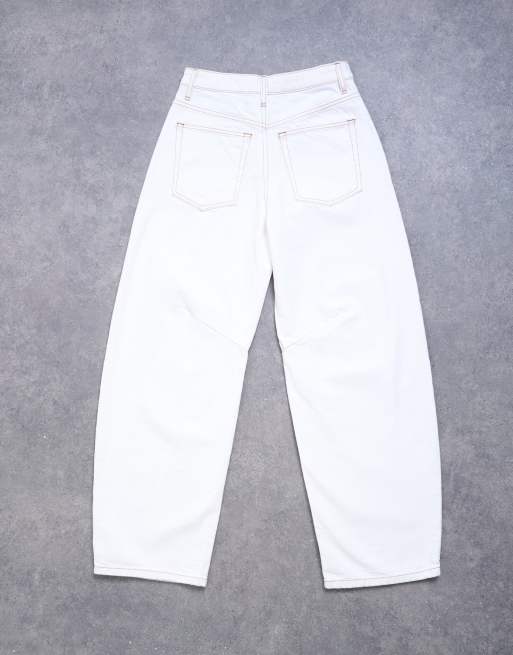 Topshop - Jean ample à taille mi-haute - Blanc os