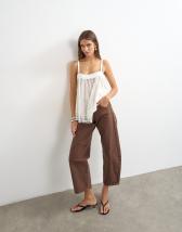 Topshop Barrel mid rise jean in chocolate