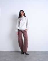 Topshop Barrel mid rise jean in eggplant