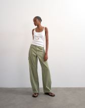 Topshop Barrel mid rise jean in green stripe