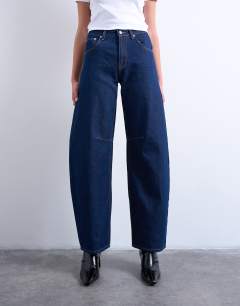 Barrel mid rise jean in indigo rinse
