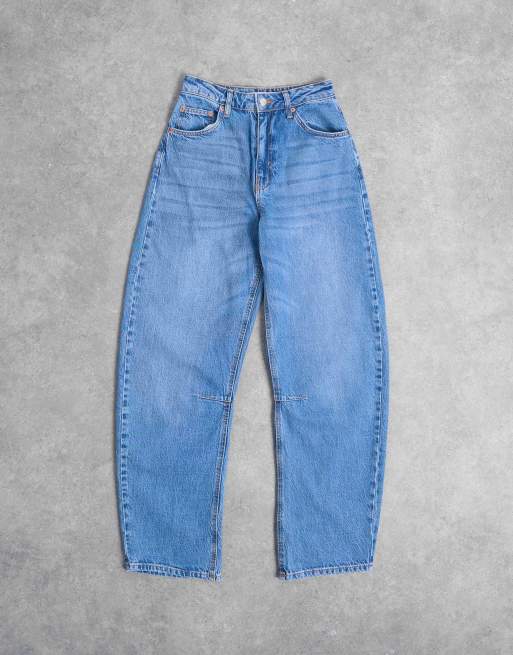 Topshop Barrel mid rise jean in mid blue ASOS