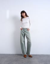 Topshop barrel mid rise jean in mint green