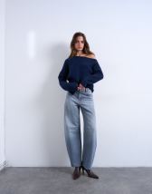 Topshop Barrel mid rise jean in pretty grey