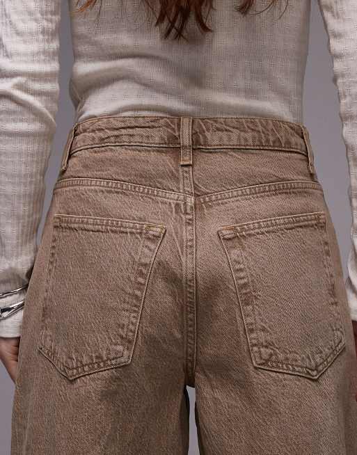 Topshop Barrel mid rise jean in sand