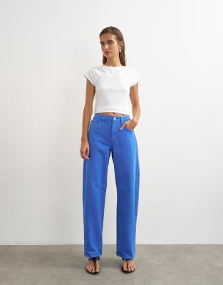 Topshop Barrel Mid Rise Jean In Multi