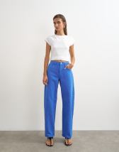 Topshop Barrel mid rise jean in strong blue