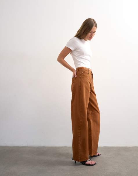 Topshop Barrel mid rise jean in toffee - view 1