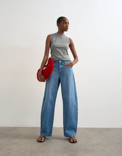 Topshop Barrel mid rise jean in vintage blue - view 1