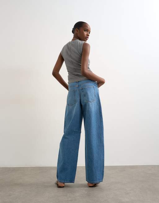 Topshop Barrel mid rise jean in vintage blue, 4 of 8