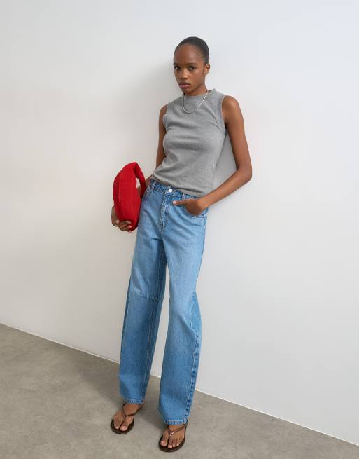 Topshop Barrel mid rise jean in vintage blue, 5 of 8