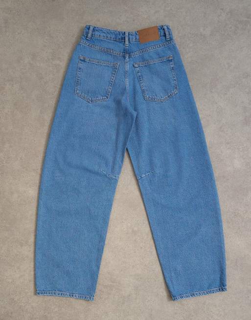 Topshop Barrel mid rise jean in vintage blue, 7 of 8